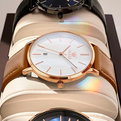 Image of OLEVS Womens Watch Minimalist Simple Slim Thin Original Analog Quartz Dress Wrist Watches Stainless Steel Mesh or Leather Strap Waterproof Watches for Ladies