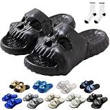 Jfxgjuv Skull Design Single Band Slides, Skull Slides Sandals, Unisex EVA Thick Sole Non Slip Quick Drying Cloud Slippers Indoor Outdoor Beach Pool Shower Shoes (Black,7.5-8 Women/5.5-6 Men)
