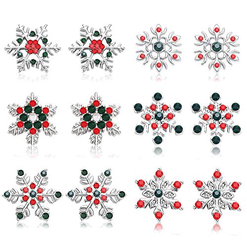 Snowflake Earrings For Women Girls Rhinestone Snowflake Stud Earrings Winter Holiday Earring Set Christmas Festive Jewelry Set (Style B) #TOP13