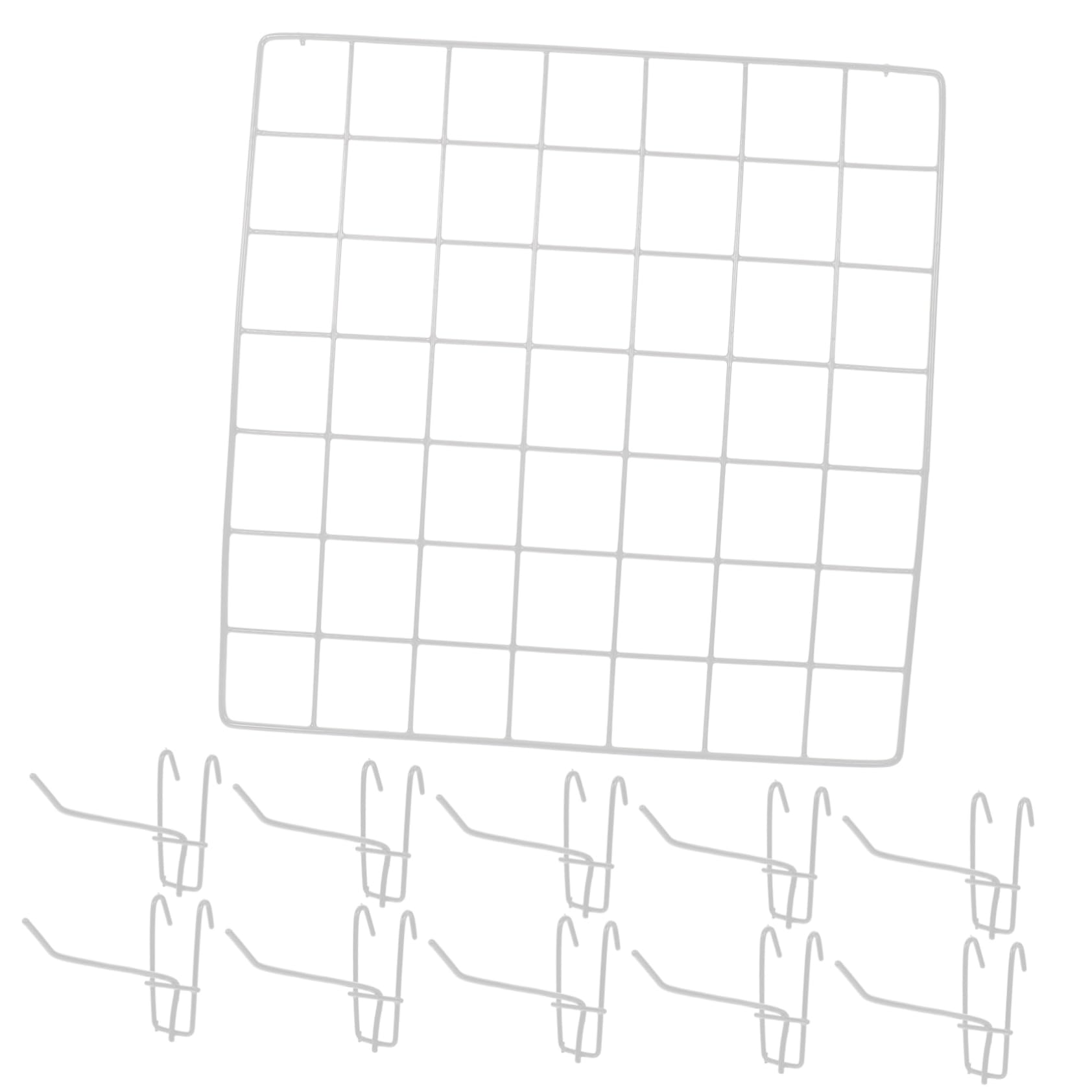 Ciieeo Iron Wire Grid Wall Storage Photo Display Rack 10 Hooks 35x35 Square for Retail Office Home Decor