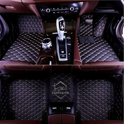 Image of 7D Car Foot Mat for MPV7 | Black Beige | Premium Leatherette | Imparts Luxurious & Elegant Look | 100% Waterproof and Dust Proof | Custom Fitted Car Floor Tray Mat