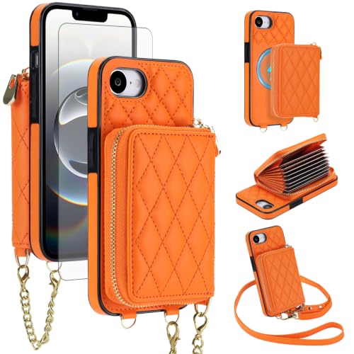 Étui portefeuille iPhone 16e multifonction avec sangle amovible et vitre écran