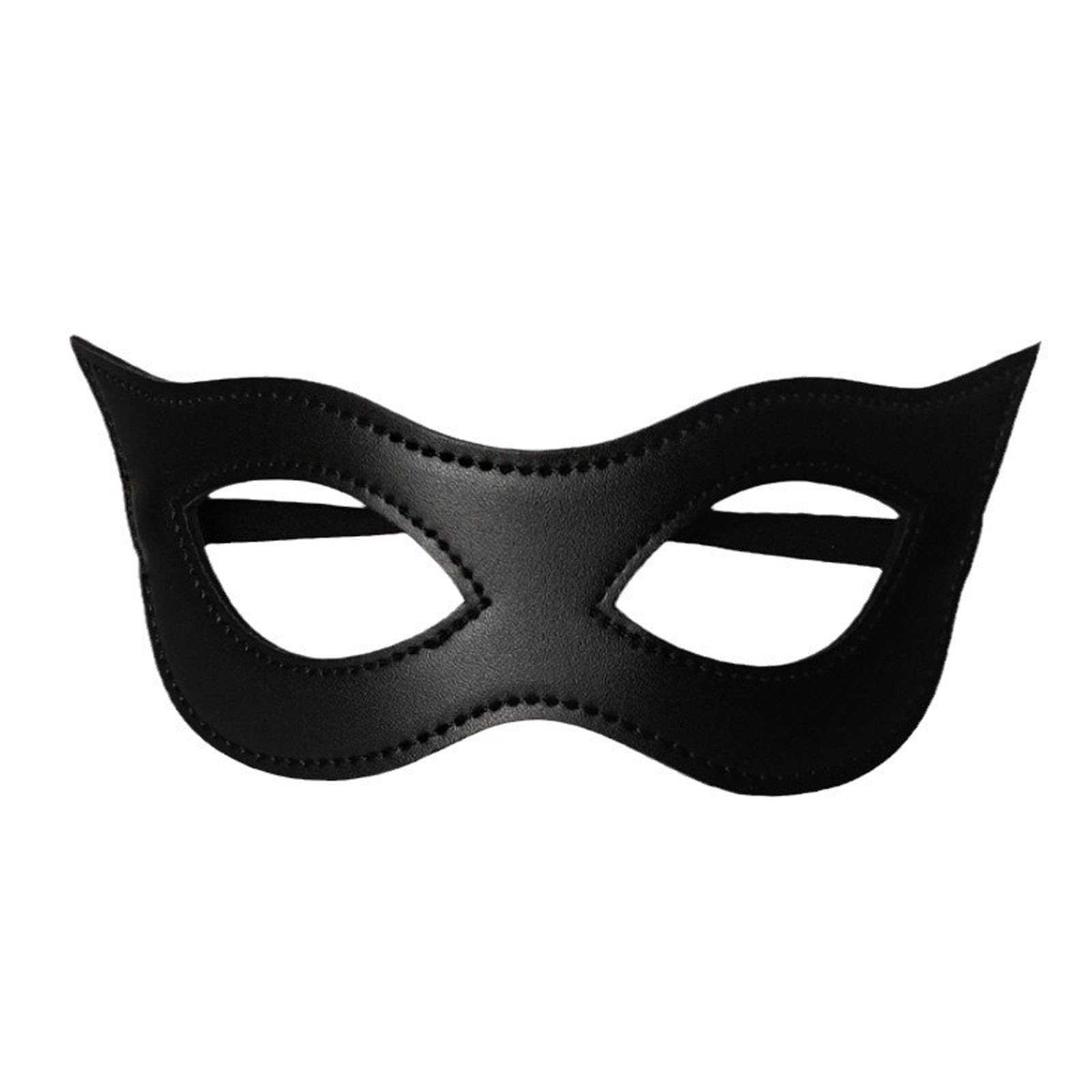 Soochat Women's Cat Mask Black Leather Cat Mask Masquerade Cosplay Halloween Party Costume Accessory