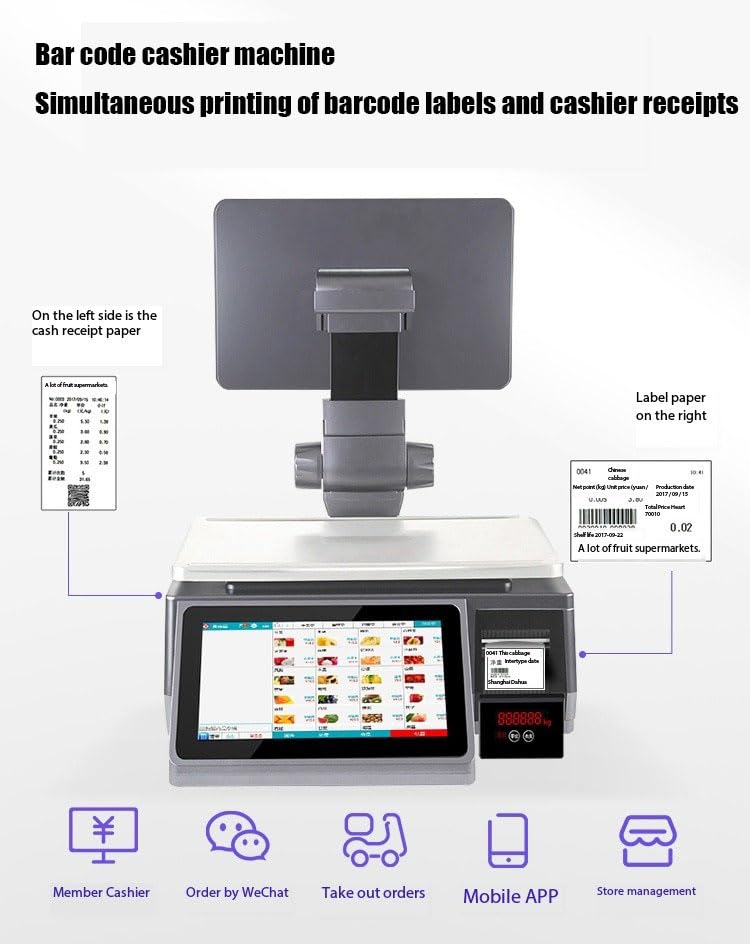Báscula electrónica con pantalla táctil integrada para supermercado miniatura 3