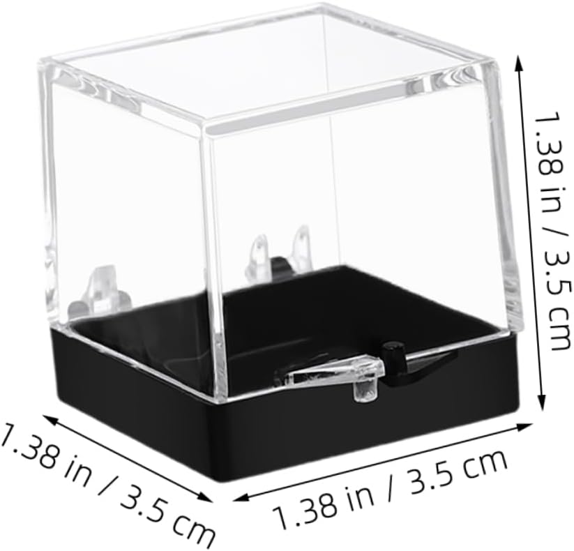 Luxshiny 4pcs Clear Display Box for Mineral Specimens Elegant Rock Collection Case Storage for Gems and Crystals for Home Office Display Black Base