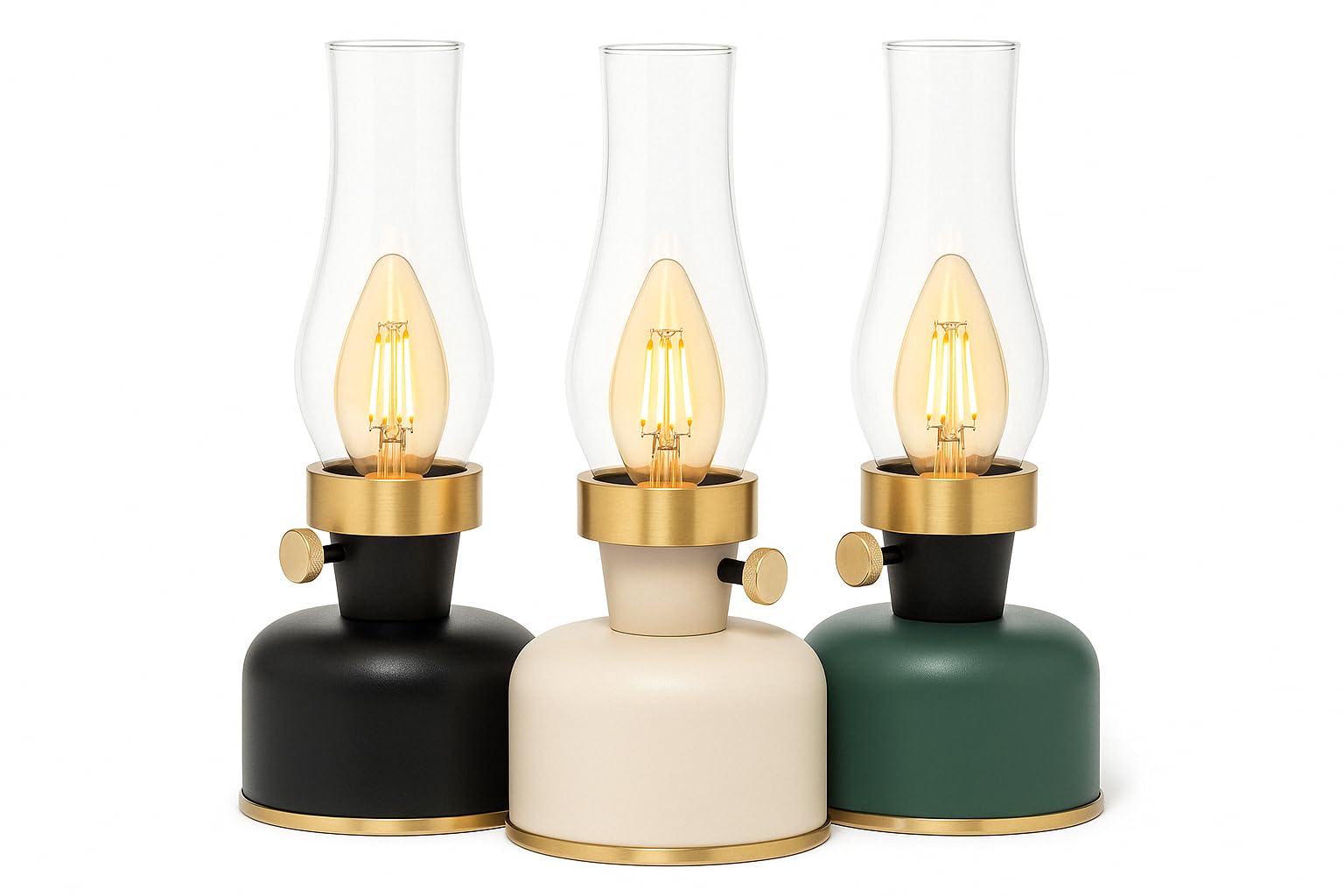 Lanterna da tavolo a LED a batteria, stile retrò, portatile, per esterni e interni, dimmerabile, resistente alle intemperie, IP44, per giardino, terrazza, balcone e campeggio, beige con dettagli