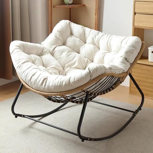 Rocking chair avec coussin épais idéal pour terrasse et salon