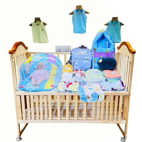 Image of Infantbond 72 in 1 New Born Baby Summer Complete Daily Items Combo | Baby Gift Set | New Born Gift set | Infant Combo set | Baby Hospital Bag for Newborn | New Born Essentials | Infant Clothes (0-6 Months) (Blue Ziraf)