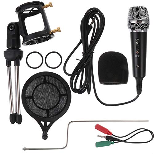 TOYANDONA Kit Microphone à Condensateur Noir avec Trépied, Filtre Anti-Pop Et Carte D'amplification, Microphone pour Diffusion en Direct Et Enregistrement sur Ordinateur Et Smartphone