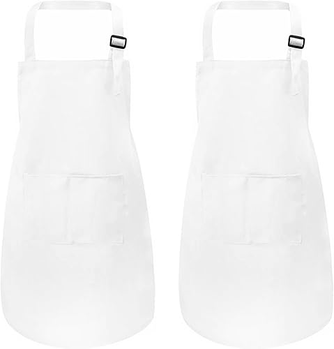 2 delantales para niños, delantales de artistas con bolsillos, delantales de chef ajustables para cocinar, pintura de respaldo de cocina
