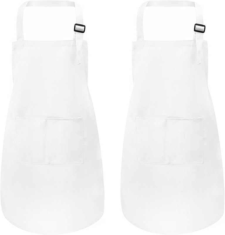 Kids Apron, Adjustable Shoulder Straps, 2 Pack | Polyester Fabric, 2 Pockets, 2 Size Options, Painting, Cooking, Baking, Crafting, Gardening, Party and DIY Activities
