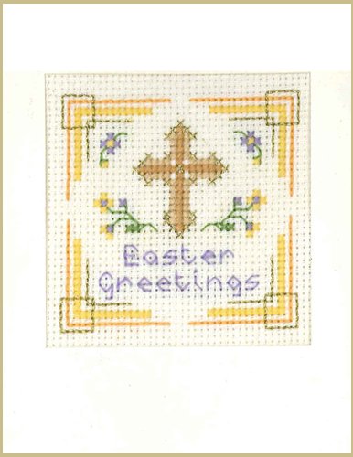Easter Greetings Card kit - Complete Cross Stitch kit on 16 aida with Colour Chart
