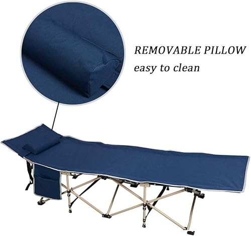 Miniatura 4 de Catres plegables para campamento, catre portátil para adultos con bolsa de transporte, almohada de bolsillo, cama de dormir para acampar al aire