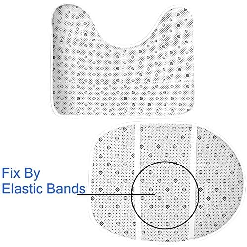 Badezimmerteppich Grüner Bambusstein WC Vorleger mit Ausschnitt WC Deckelbezug 3 Teiliges WC Teppich rutschfeste Badgarnitur U förmiger Badematte Waschbar Bad Teppiche Set 50x80 cm – Bild 5