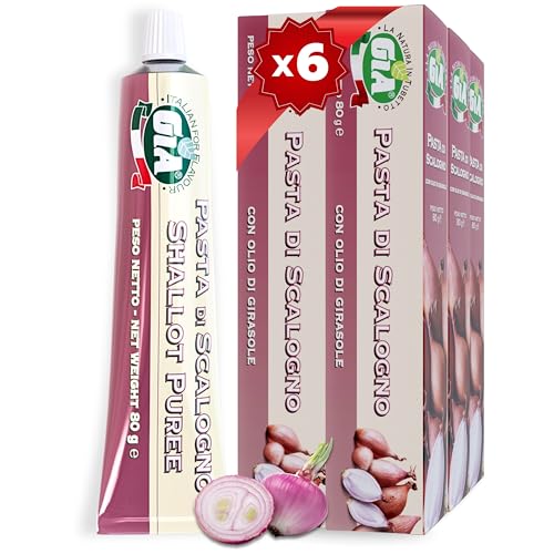 GIA Pasta di Scalogno, 6 Tubetti da 80g – Ideale per Bruschette, Antipasti, Risotti e tante Ricette, Senza Glutine, Confezione Riciclabile e Anti-Spreco