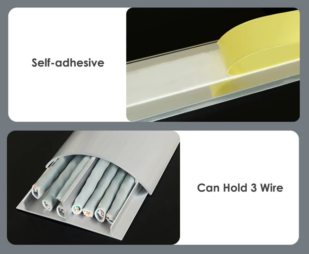 SRNSAEB Gestione del Cavo Elettrico Copricavi for Cavi da Pavimento for Porte, Canaline for Cavi in ​​Alluminio, Protezioni for Cavi da Pavimento Lunghe 1 M/3,3 Piedi, Possono Contenere 3 Cavi