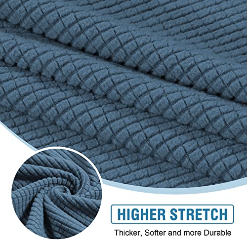 H.VERSAILTEX Sectional Couch Covers 3 Pieces Sofa Seat Cushion Covers L Shape Separate Cushion Couch Chaise Cover for Both Left/Right Sectional Couch (Seat Only: 1 Chaise + 2 Sofa, Dusty Blue) by H.VERSAILTEX - Image 4