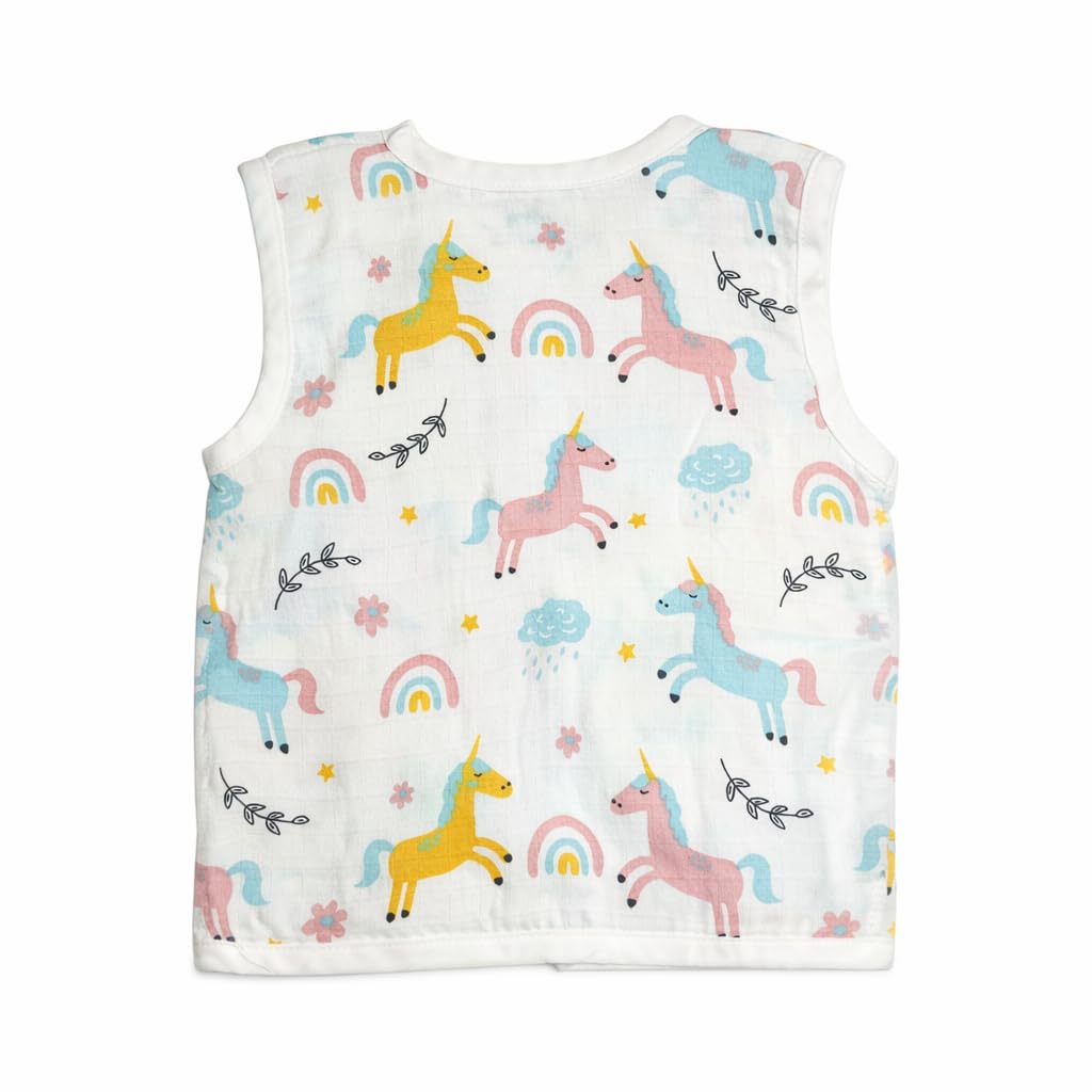 COCOHUG 100% Organic Soft Cotton Muslin Button Jable/Soft & Comfortable Baby Products/Newborn/for Baby Boy Dress/Regular Fit (in, Age, 6 Months, 9 Months, Regular, Unicorn & Bear) 3