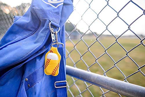 Hand Sanitizer Holder for Backpack Kids Travel Size Baseball Softball Keychain (Softball, Pack of 2)