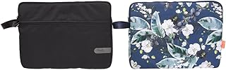 حافظة لاب توب من القماش بسوستة بتصميم مطبوع وحزام يد صغير لحماية اللاب توب من سمايل، مجموعة من قطعتين مختلفتين 15.6 بوصة - متعددة الألوان