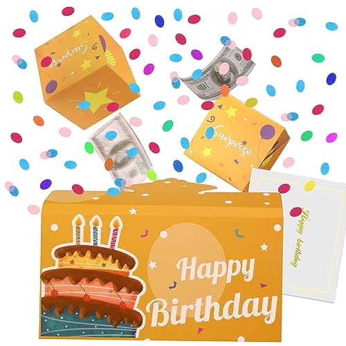 BABORUI Pop Up Birthday Card with Confetti Happy Birthday Surprise Gift Box Explosion for Money Cash Birthday Surprise Box for Women/Men/Girls/Boys