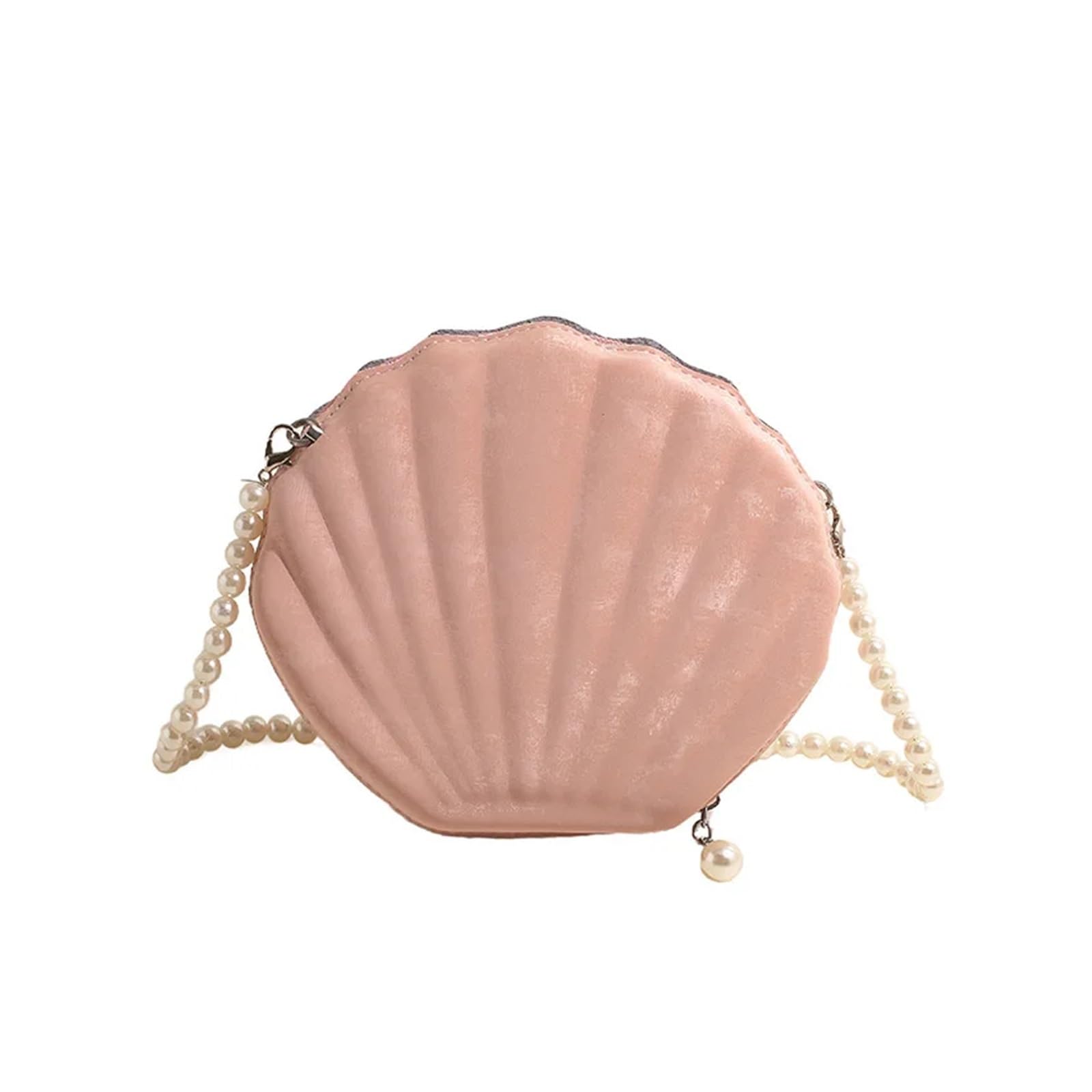 Conchiglia Borsa A Tracolla Singola Borsa da donna in velluto con texture tinta unita, borsa da sera con conchiglia, pochette con catena di perle, borse a tracolla da donna Adatta Per Matrimoni e Fest