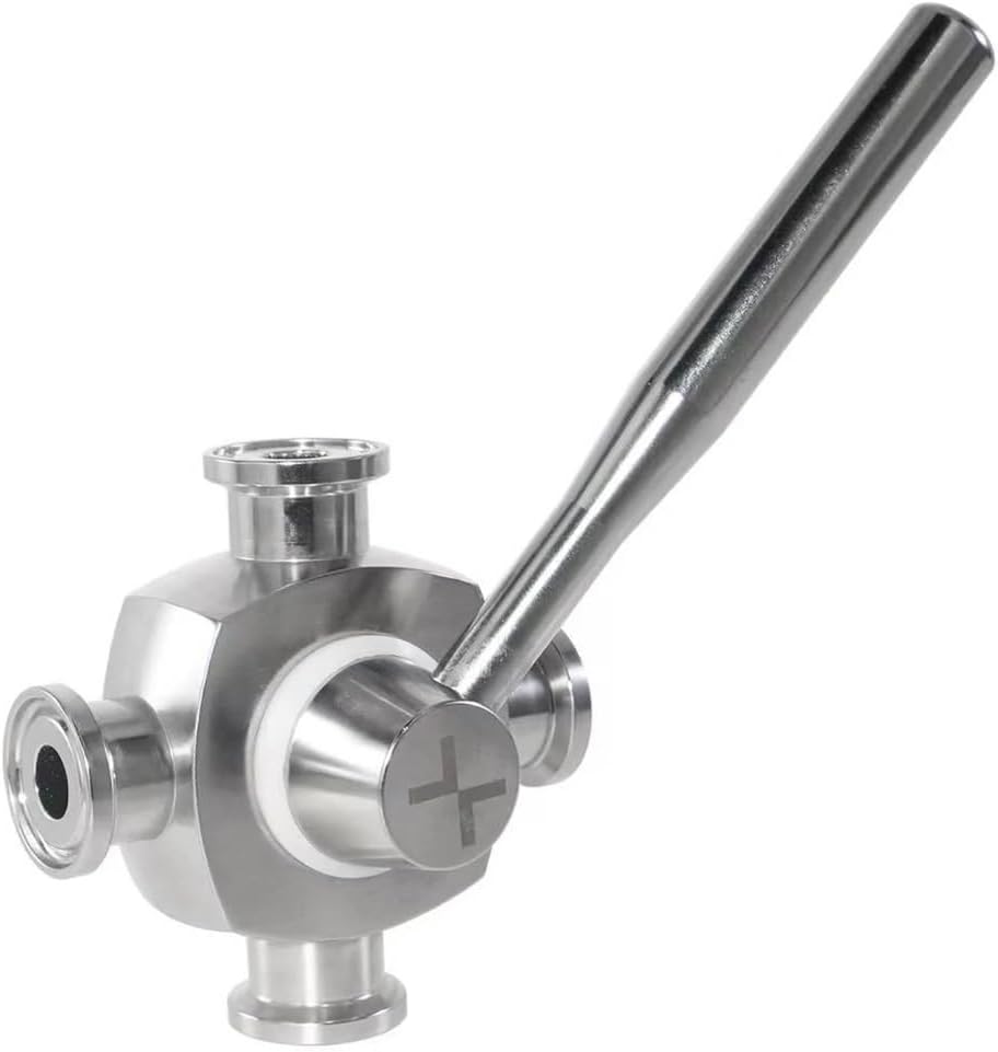 1pcs 304/316L Stainless Steel 1/2in Tri clamp Manual Four-Way Valve Directional Valve Sanitary Biopharmaceutical Medical Valve(OD12.7mm TC50.5,SS304)