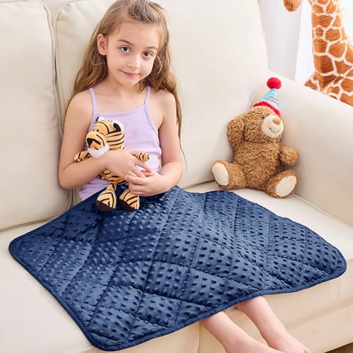 yescool Weighted Lap Pad 2 lb Blue Small Lap Blanket Weighted Lap Blanket Cooling Heating Weighted Throw Blankets Minky Blankets Gifts for Travel Outdoor Indoor 20 * 30in