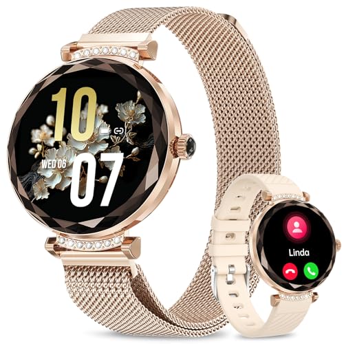 1.19 Smartwatch Telefonate Smart Watch Monitoraggio Cardiaca Resistenza allAcqua 5ATM IP68iOS Android Smartwatch-Oro donna bluetooth rosa