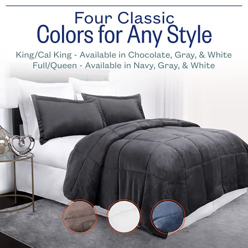 Sleep Restoration Micromink Goose Down Alternative Comforter Set - All Season Hotel Quality Luxury Comforter/Blanket With Shams - King/Cal King - Gray #TOP2