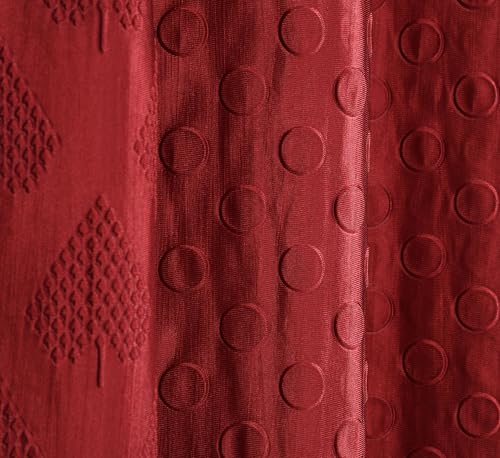 Image of Heavy Long Crush Floral Design Curtains | 5ft Premium Polyester Punching Coin Pattern Curtains for Living Room, Bedroom, Door & Window | Modern Maroon Home Decor Screens | Set of 2 Pieces