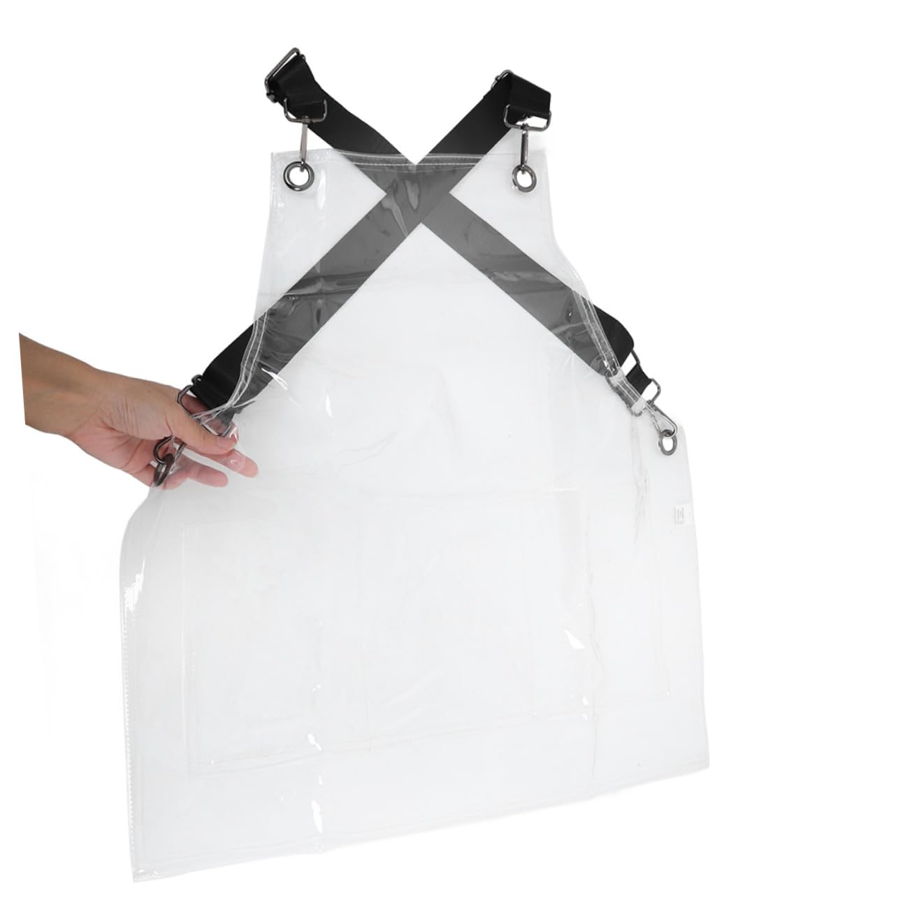 Mipcase Delantal de Peluquería Transparente Tpu con Bolsillos | Ajuste en Cuello, Cobertura Completa y Diseño Holgado, Uso para Barbería y Estudios, Pensado para Mujeres