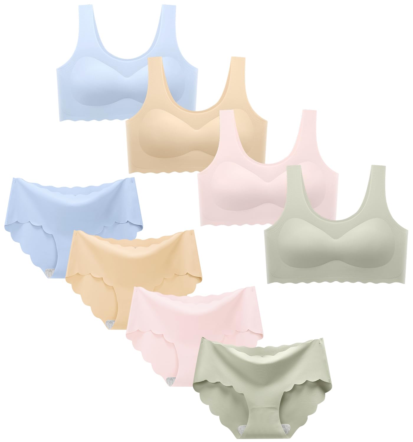 Demifill Girls Seamless Sport Bras Panties for Teens Girls Training Bras with Panties Sets Multipack