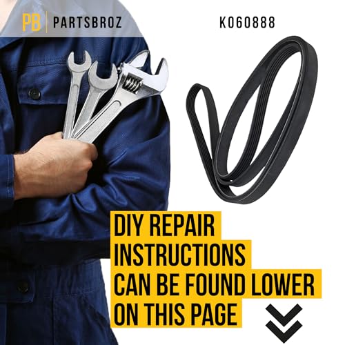 PartsBroz K060888 Micro-V Serpentine Drive Belt - Compatible with Gates Dayco Bando ACDelco Goodyear Continental MasterPro - Replaces 5060888, 5060888DR, 5060890DR, 6PVK2255, 6PVK2260, 888K6, 890K6