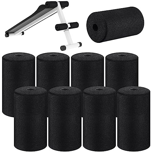 Deekin 8 Pieces Foam Foot Pads Rollers Set High Density Foam Roller for Gym Exercise Machines Equipment Replacements Exercise Massage Muscle Recovery, Foam 6.3" x 3.4" OD x 0.87" ID