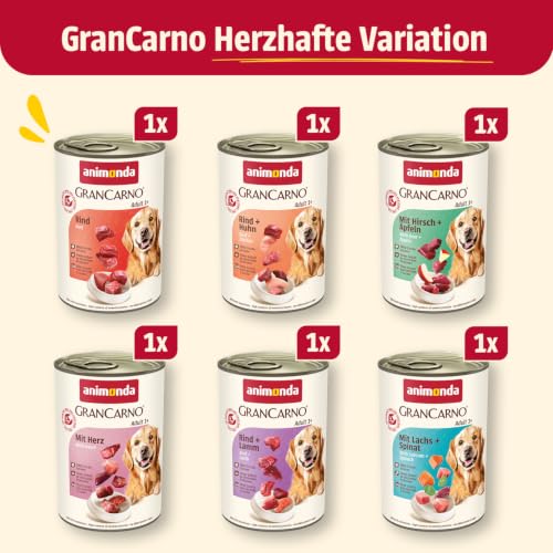 animonda GranCarno Adult Hunde Nassfutter Herzhafte Variation (6 x 400 g)
