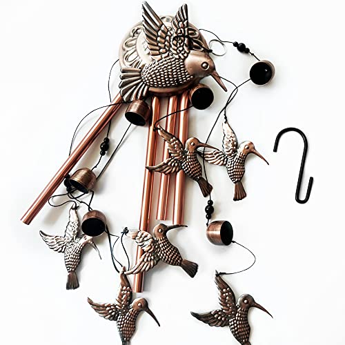 Bird Wind Chimes, Feilifan Outdoor Hummingbird Wind Chime With 4 Aluminum Tubes & S Hook Unique Windchime Hanging Decor For Garden, Patio, Backyard, Sympathy Gifts For Mom, Grandma, Loves And Women #TOP6