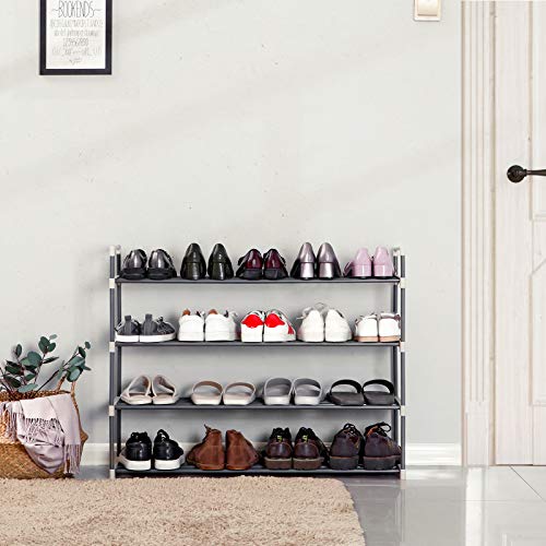 SONGMICS LSA14G - Zapatero con 4 estantes para hasta 20 zapatos, 92 x 74 x 30 cm (an. x al. x pr.), metal, 92 x 30 x 74 cm