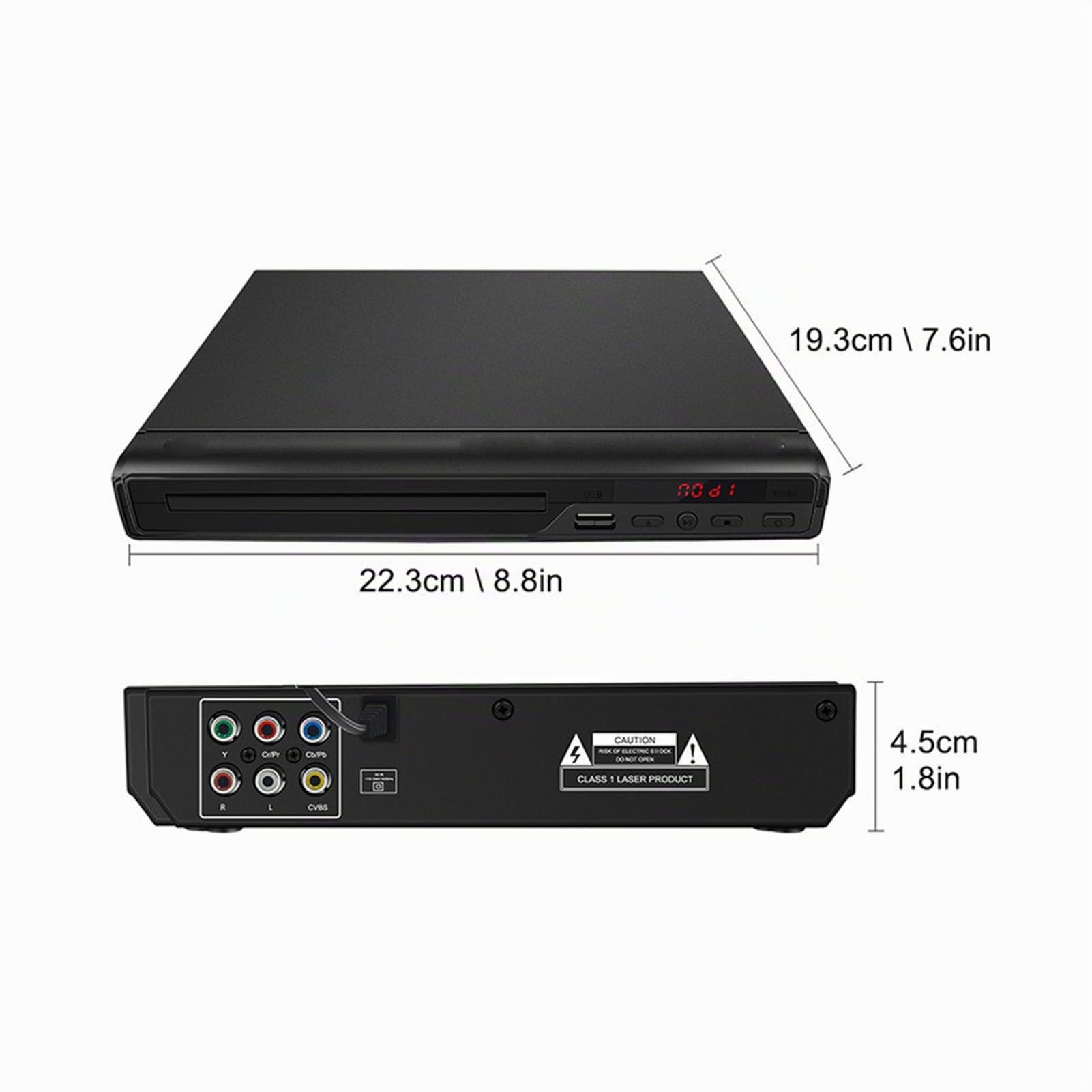 Reproductor de DVD para TV, Reproductor de DVD para TV Reproductor de DVD para TV con Cable y Control Remoto, Admite 720P para DVD CD DA MP3 CD R CD RW (Enchufe de la UE)