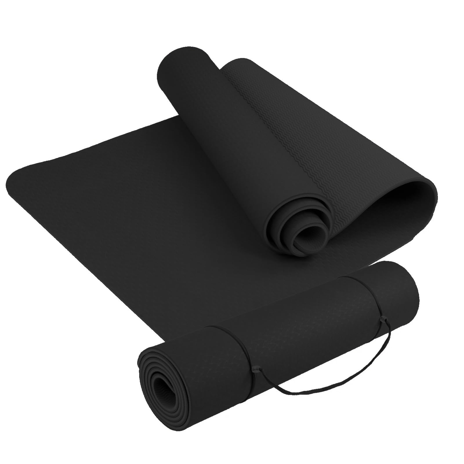 Tappetino Yoga Palestra Pilates 183 x 61 x 0,6 cm Superficie Antiscivolo Tappeto in TPE Ecologico da Ginnastica Aerobica NERO