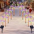 Christmas Solar Pathway Lights Outdoor Decorations? 8 Modes Xmas Tree Candy Lights Waterproof Led Garden Stake Light for Walkway Yard Lawn Porch Holiday Decor 5-Pack (Multicolor Tree, 10 Pack)