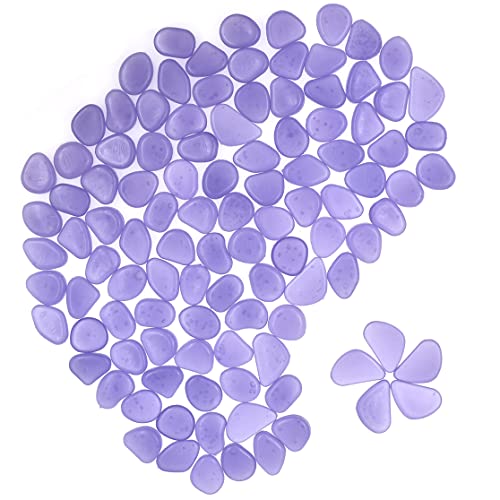 QTTLLI 100Pcs Glow Pebbles Glow in The Dark Decorative Stones Rocks for Garden Path Walkway Yard Fish Tank, Violet