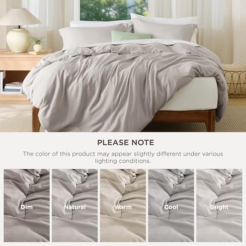 Image of Bedsure Duvet Cover Full Size - Soft Double Brushed Bedding Set for Kids & Adults, Zipper Closure, 3 Pieces, Includes 1 Duvet Cover (80 inchx90 inch) & 2 Pillow Shams, NO Comforter, Taupe