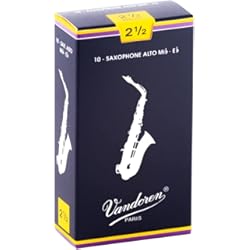 Saxofon Transparente Vandoren SR2125 - Caja de 10 cañas tradicional n.2.5 para saxofón alto, Azul