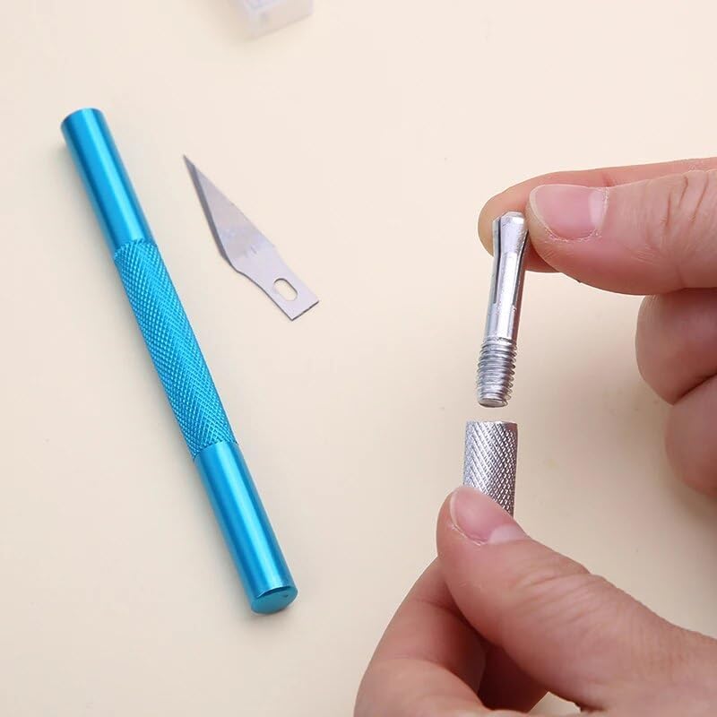 Non-Slip Metal Scalpel Knife Kit Cutter Engraving Craft knives with 5pcs Blades Mobile Phone PCB DIY Repair Hand Tools - (Color: Type1)