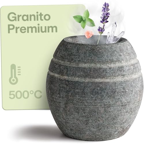 Praknu Cuenco aromático para sauna en granito robusto – Para momentos de relajación con aromas – Recipiente para infusiones – Tamaño compacto – Para casa y bienestar