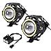PROZOR 2pz Faretti Moto con Interruttore Luci Anteriori per Moto 15W 3000LM U7 LED con Alone Bianco DRL Fari per Moto 12/24V Modalità Abbagliante Luce Moto IP65 per Manubrio 22mm