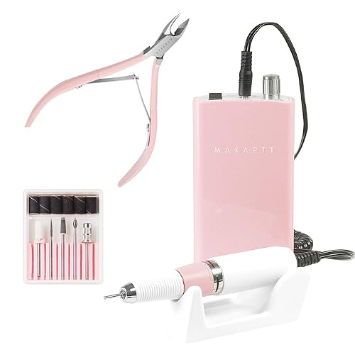 Makartt Taladro de uñas recargable de 30000 rpm, portátil, eléctrico, lima E Malory, removedor de esmalte de uñas acrílico, paquete con pinzas para