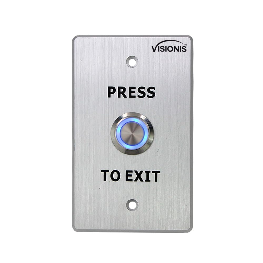 Visionis Push to Exit Button, IP65 Waterproof, LED, Steel, Round