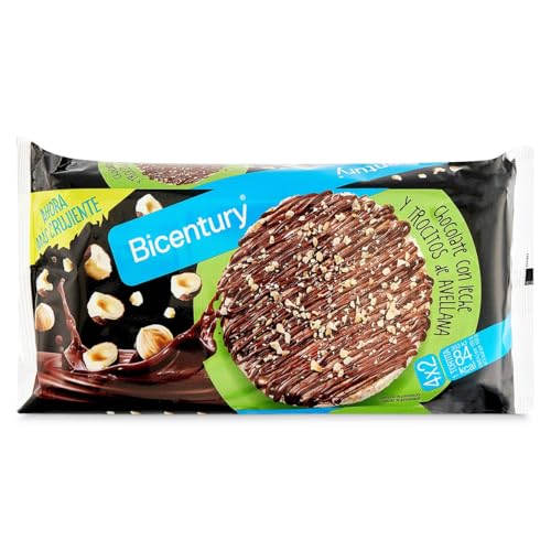 Tortitas de arroz con chocolate con leche y avellanas Bicentury bolsa 142 g